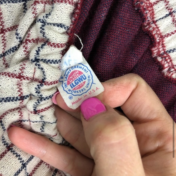 Vintage 70s ILGWU grandma flare plaid grid pants S - Picture 13 of 13